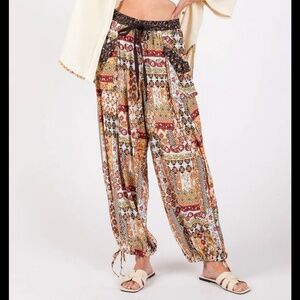 SAGE + FIG Multicolor Bohemian Print Rayon Balloon Pants Women’s Size M